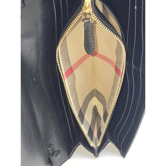 Burberry  Women's Black Soft Grain Leather  Wallet Size  Medium 2728 - Picture 6 of 13